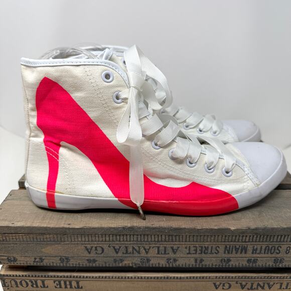 Be & D Bright Lights Big City Stiletto High Heel Sneakers Neon Pink Size 10 - Picture 2 of 8
